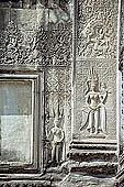 Angkor Wat temple, the fourth enclosure, the bas reliefs of the west gopura, superbly preserved devatas, either individually or in groups of two or three, amongst the finest in the monument.